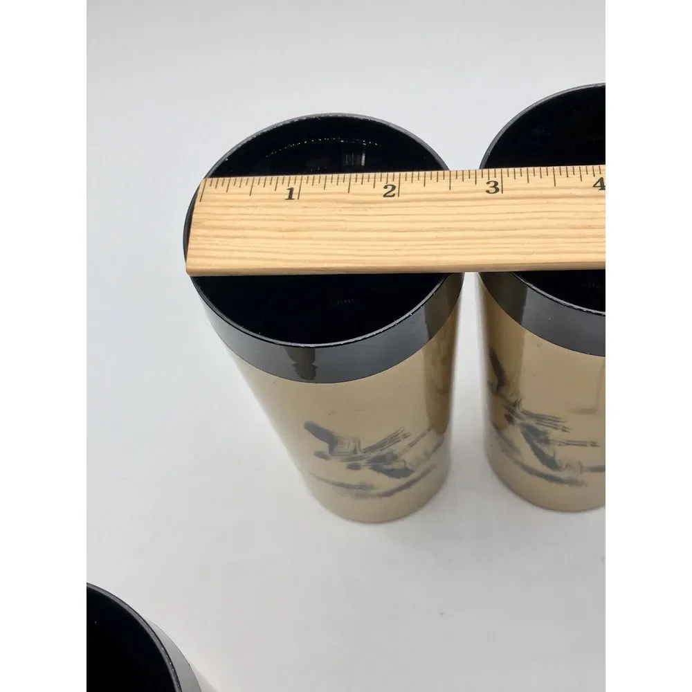 Gold Black Geese Deer Fish Design Plastic‎ Glass Tumbler NFC Insulated set of 2